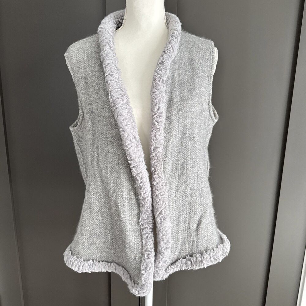 J McLaughlin Womens 100% Cashmere Vest faux  Fur Trim Sz xL